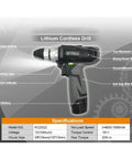 Image of Slick Rechargeable Two Speed Electric Drill And Precision Screwdriver Combo Kit with LED light and soft grip design.