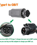 Type 1 To GBT EV Charger Adapter Supports 32 Amp 7 Point 4 Kw For Chinese Electric Vehicles with gray and black connectors.