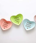 Heart Shaped Ceramic Jewelry Dish With Gold Detailing And High Gloss Finish Multi Function Tray For Home Or Office Perfect For Jewelry Keys Rings And Small Accessories Delta Zeta Inspired Style, various colors with Greek letters, top view