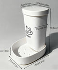 No Sweat Chicken Oyster Shell Feeder And Grit Dispenser For Backyard Flocks, white plastic, holds grit, dimensions shown, mounts easily.