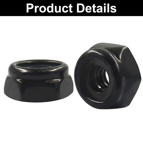 50 Pack Six Thirty Two Nylon Insert Hex Lock Nuts In 304 Stainless Steel Black Finish