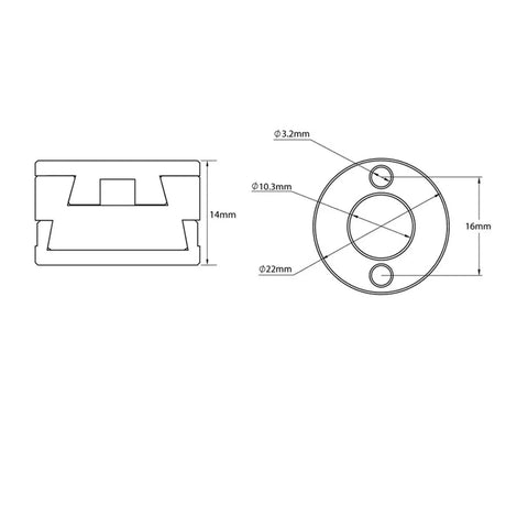 Two Pack 16mm Oldham Couplers Perfect For Vzbot Blv 3D Printers T8 Z Axis And Hot Bed Screws Super Durable Lead Screw Connectors You Gotta Have Today, 16mm coupler diagram