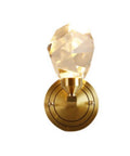 Modern Copper Crystal Wall Sconce Straight Up Stunning For Living Room And Bedroom Top Tier Bedside Lamps With Glare Free Hand Cut Shades Giving Your Space A Total Glow Up, featuring a golden base and a crystal diffuser.