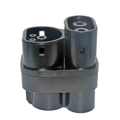 Heavy Duty Ccs1 To Ccs2 Fast Charge Adapter showing a black converter for EV charging, designed for Type One to Type Two compatibility.