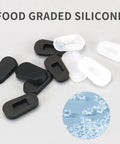 Hella Soft Anti Slip Silicone Eyeglass Nose Pads 18 Pair Replacement Kit With Cleaning Cloth Super Snug Grip Featherlight Allergy Free For Glasses And Sunglasses Small White, featuring black and white silicone nose pads.