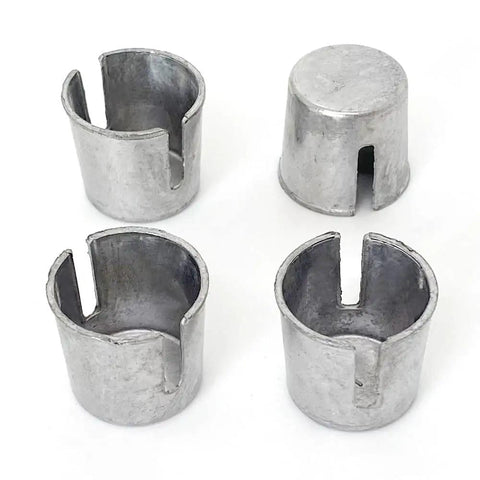 4 Piece Battery Post Shims Caps Adapters For Positive Or Negative Posts Terminal Sleeves And Repair Kits For Worn Or Damaged Or Loose Posts Auto Battery Terminal Repair Tools, showing metal caps.