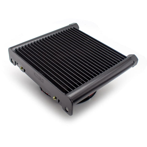 Compact Oil Cooler For Hydraulic Systems With Aluminum Alloy Heat Exchanger 25 Lpm Flow 3 MPa Rating DC 12V External Rotor Axial Fan Quiet Copper Motor Tiny But Mighty Radiator Style Oil Cooler For Better Heat Management