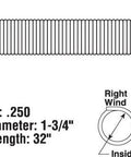 Garage Door Torsion Spring 0.250 Inch Wire Size, 1.75 Inch Inside Diameter, 32 Inch Length, White Painted End, Right Hand Wind, Single Pack