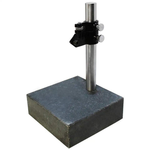 Granite Surface Check Comparator Stand Plate with 6 by 6 by 2 inch base, ultra flat 0.0005 inch tolerance, 8 inch column, 0.934 inch bar diameter