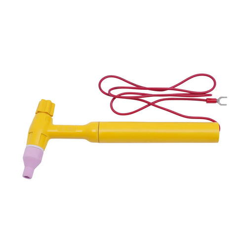 Yellow handheld torch from Pro Grade 390W Electric Spot Welder Kit with red cable for jewelry repair