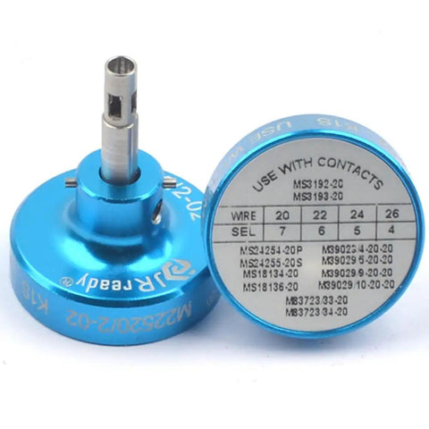 JRready P202S Crimping Insert Positioner For 20 Gall Mil Standard Contacts Perfect Match With Newas2 Actas2 Tools, blue color, details shown.