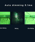 Auto Darkening Welding Goggles with Adjustable Sensitivity and Wide Shade 4/9-13, view of before, during, after welding process