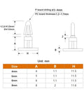 Built Tough Nylon Stand Off Spacers Set Of 200pcs For Circuit Boards With 6mm And 8mm PCB Pillar Racks Dual Locking Reinforced Wing Snap Design Keeps Components Locked In Place And Neat. Technical size chart for nylon PCB stand-off spacers, 4mm to 8mm.