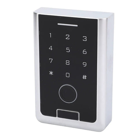 Top Shelf Outdoor Smart Fingerprint Keypad Door Access Controller With Rfid Card Swipe And Mobile App Remote Unlock close-up view showing keypad design.