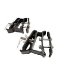 Axe and Shovel Mount for 5 Inch Height Racks Built Tough Side Rail Clamps, black epoxy-coated, shown with bolts