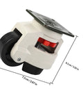 Heavy Duty Leveling Casters 4 Pack With Locking 360 Degree Swivel Wheels For Workbenches And Shop Equipment close-up of caster with dimensions.