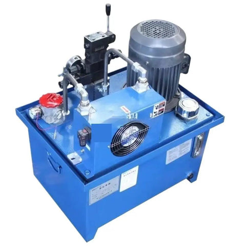 Premium Vertical Hydraulic Power Unit Pump Station Featuring 8 Mpa Working Pressure And 8 Liters Per Minute Flow in a heavy-duty blue steel design.