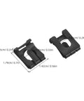 Two black 30-Piece Gas Lift Retaining Clips For Chair Cylinders, M8 external snap ring, dimensions labeled in cm and inches.