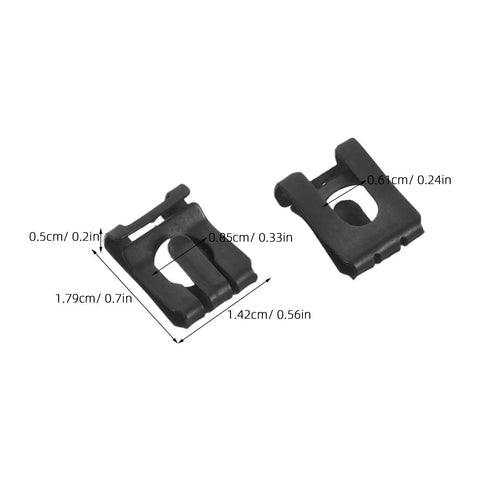 Two black 30-Piece Gas Lift Retaining Clips For Chair Cylinders, M8 external snap ring, dimensions labeled in cm and inches.