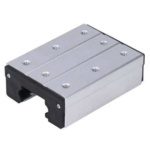 300mm Linear Motion Rail With External Biaxial Guide Block For Precise Robotic Arms And Precision Equipment, Smooth Low Friction Sliding, Easy Mounting Holes, Durable Metal Rail System close-up of silver metal guide block