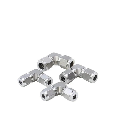 90 Degree Elbow Pipe Fitting 1/16 To 1 Inch Tube OD Compression Union In SUS316L Stainless Steel, UNF Nut, 2000 PSI