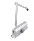 Heavy Duty Door Closer With Adjustable Speed Hydraulic Buffer For Commercial Doors 40 To 65 Kg Weight Range Silver Finish
