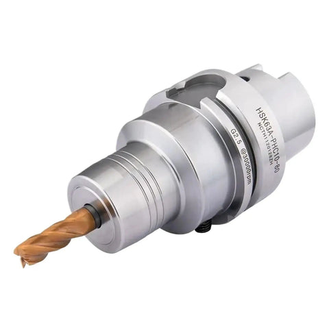 Top Pick PHC20 Hydraulic Collet Chuck For CNC Lathe Tools Fits HSK63A with drill bit, 15mm capacity, high precision design.