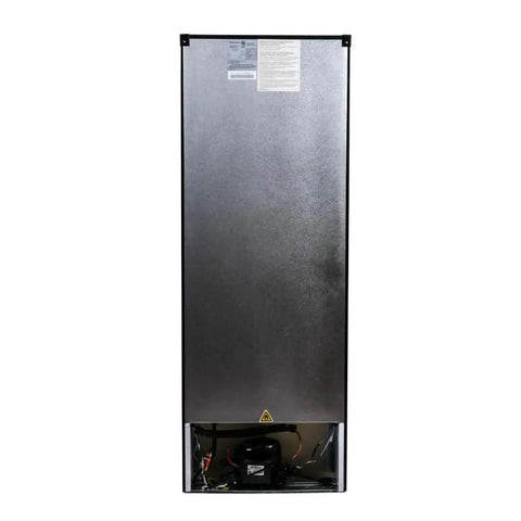 Back view of Spacious Upright Freezer Deep Freeze 11 Cubic Feet Stainless Steel Cabinet showing compressor and rear panel.