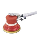 Heavy Duty Pneumatic Sander And Angle Grinder For Metalworking, Polishing, And Deburring, Air powered red sander attachment with hose.