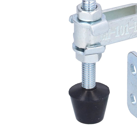 Close-up of Beefy And Reliable Heavy Duty Toggle Clamp Quick Release Vertical Clamp, metal construction with bolt and mount features
