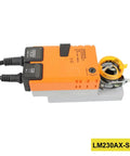 LM230AXSR Modulating Damper Actuator for HVAC Systems, compact design for fast airflow control, orange and gray housing.