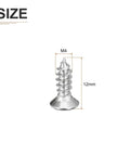 Premium Heavy Duty 100 Piece M4 X 12 Mm Flat Head Phillips Self Tapping Wood Screws Made From Tough 304 Stainless Steel displayed with size details.