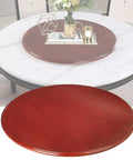 Top Shelf Natural Wood Lazy Susan Turntable Silent Swivel Serving Carousel placed on a dining table for easy serving.