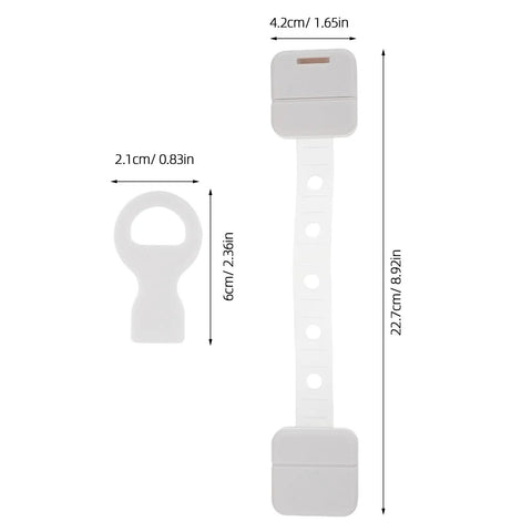 Adhesive Kid Proof Child Safe Cabinet Locks With Key For Cabinets Drawers And Doors Multi Purpose Latches, dimensions shown