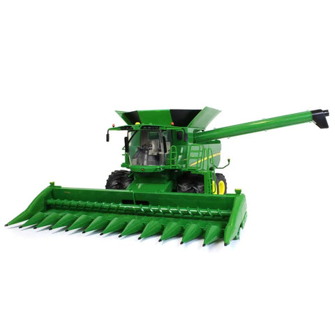 Big Farm S690 1 To 16 Scale Combine With Corn Head And Draper Head Realistic Lights And Sounds Durable Farm Toy For Indoor And Outdoor Play Unload Grain From Tank Through Rotating Auger Ages Three And Up