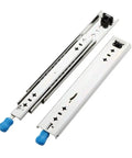 Heavy Duty Three Rail Drawer Slides With Soft Close Ball Bearing Runners Glide Like Butter Smoothly For Rv Setup 53 Mm Wide 40 Inch Self Locking Cold Rolled Steel Tracks showing sealed ball bearing mechanism.