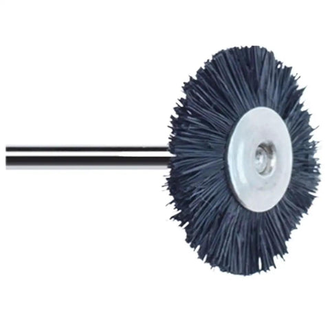 Close-up of a purple HP shank rotary buffing wheel, 2.35mm, for metal jewelry and dental lab polishing tasks.