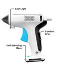 4V MAX Cordless Glue Gun USB Rechargeable Quick Heat Up In 30 Seconds Stand Up Base Comfort Grip with LED Light