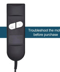 Recliner Remote Hand Control With 2 Button 5 Pin for Electric Power Lift Chairs showing black remote and text 'Troubleshoot the motor before purchase'