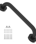 Matte Black Shower Grab Bar 12 Inch One Inch Diameter Heavy Duty Stainless Steel Safety Handle Wall Mounted No Slip Grip For Bathroom Help Safe Grip For Handicap Elderly Seniors And Disabled with screws