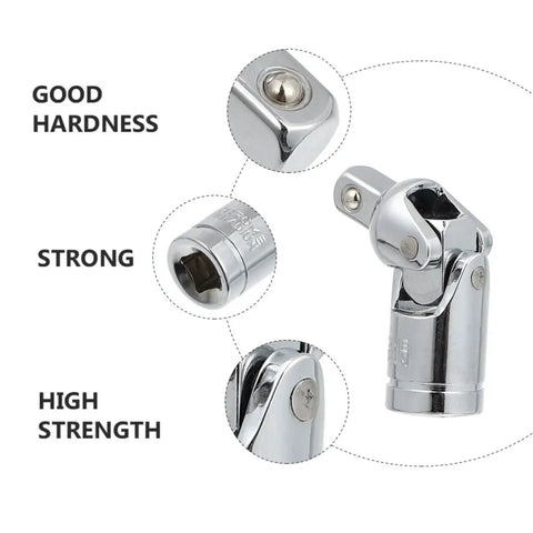 Run Rotoo Rotary Universal Joint Sleeve 2pcs Adapter For Auto Repair With Full Swivel Socket Wrench Tool Kit To Hit Tight Spots In Mechanic Work And Car Maintenance Projects Easily, chrome steel swivel joint