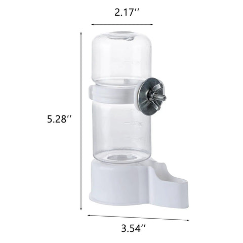Automatic Bird Water Dispenser And No Stress Parrot Cage Bottle, Clear Pvc Feeder marked for quick liquid checks, 140 ml, size with dimensions.