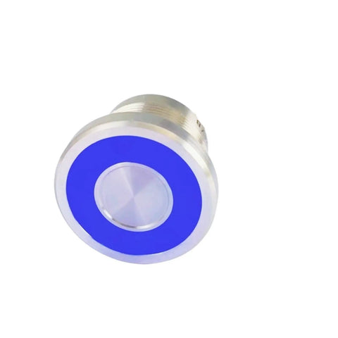 Blue 22mm Stainless Steel IP68 Waterproof Ring Illuminated Piezo Switch With 1 Meter Cable Momentary 10NO 5V Industrial Panel Button