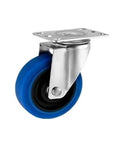 Heavy Duty Stainless Steel TPR Caster Wheels Silent Swivel Universal Casters with blue rubber tire and metal plate.