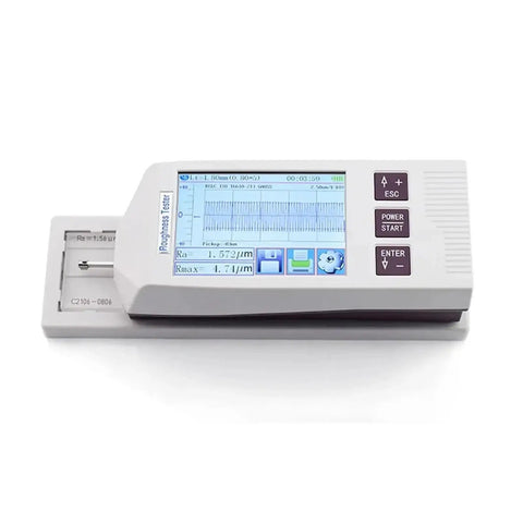 Foolproof Touch Screen Surface Roughness Tester And No Fuss Finish Gauge Featuring A Quick Swap Probe on display for industrial use.