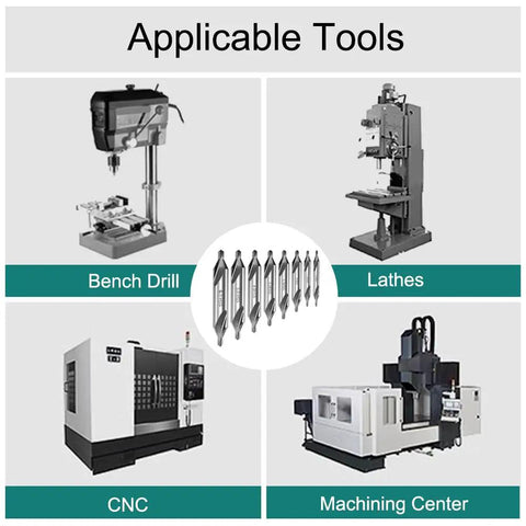 Applicable tools for 8 Piece Center Drill Bit Set For Lathe Work, Pro Grade HSS Center Drill Bits With 60 Degree Countersink.