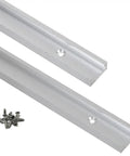Tough As Nails Aluminum T Track With Double Cut Profile And Predrilled Mounting Holes For Woodworking Jigs And Fixtures Comes With Two 15.75 Inch Slot Rails And Wood Screws, showing two aluminum slot rails and screws.