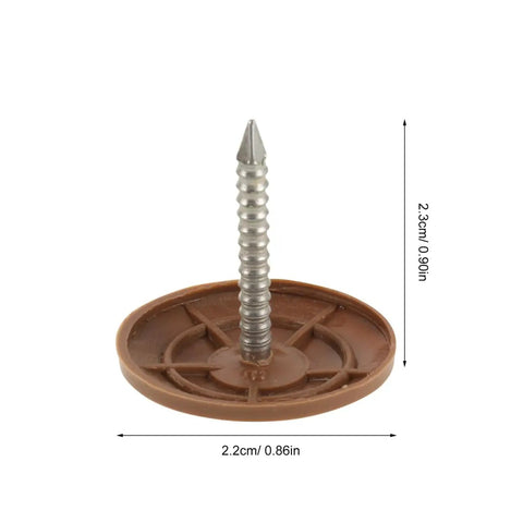 Bang For Your Buck Rock Solid Galvanized Roofing Nails With Plastic Washers For House Wrap Insulation Foam Board And Felt Sealing 200 Pack nail showing galvanized steel shank and brown plastic washer.
