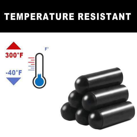 Six black rubber vacuum caps for automotive hoses; carburetor/manifold use.