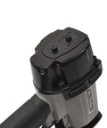 Pro Grade Coil Roofing Nailer Fires 1-3/4 Inch 15 Degree Fasteners with a view of the lightweight aluminum body and smooth valve.